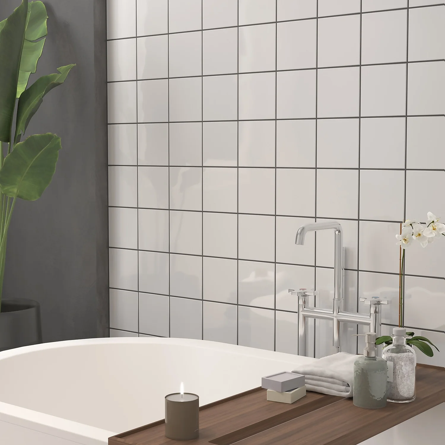 None Plain White Ceramic Wall Tile 150 X 150mm 3 None Plain White Ceramic Wall Tile 150 X 150mm - Image 3