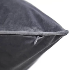None Large Plain Velvet Cushion - Dark Grey - 58x58cm -Homebase Furniture Store 12827085 1924832957952324