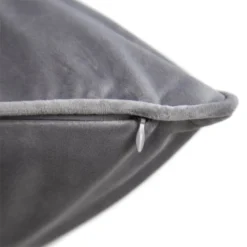 None Large Plain Velvet Cushion - Light Grey - 58x58cm -Homebase Furniture Store 12827086 1584832958649827