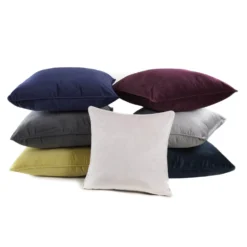 None Large Plain Velvet Cushion - Light Grey - 58x58cm -Homebase Furniture Store 12827086 1804832958883026