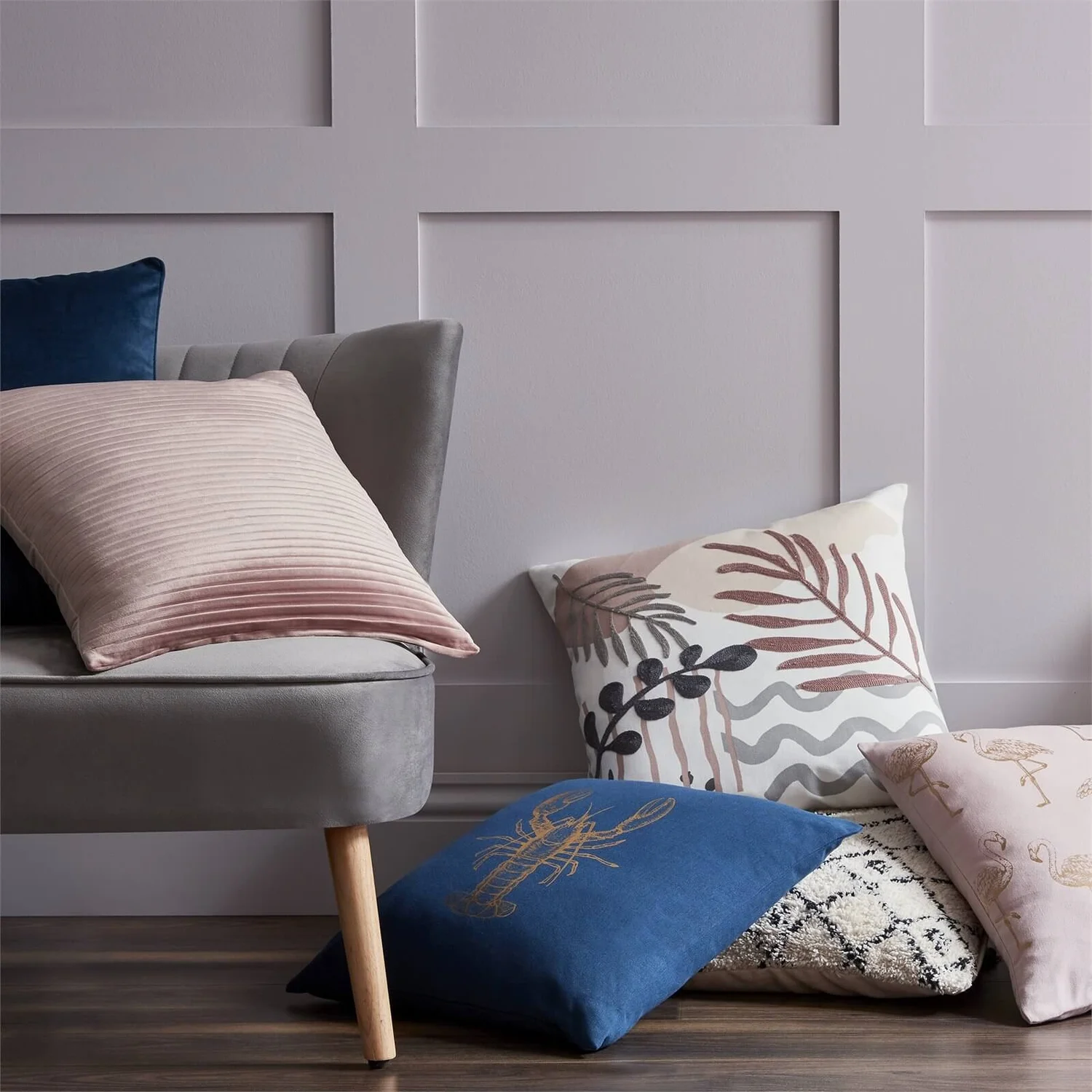 None Folded Velvet Cushion - Blush 3 None Folded Velvet Cushion - Blush - Image 3