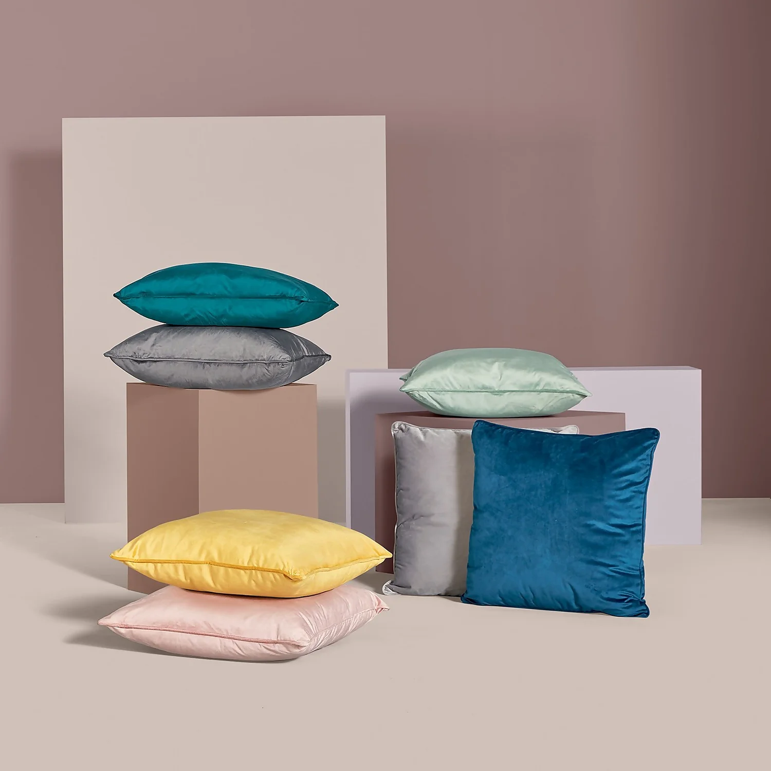 None Large Plain Velvet Cushion - Sage Green - 58x58cm 2 None Large Plain Velvet Cushion - Sage Green - 58x58cm - Image 2