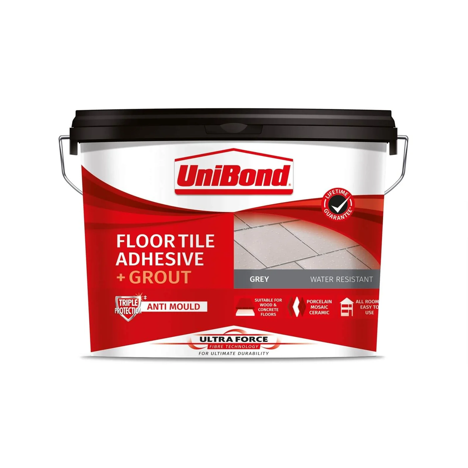 UniBond UltraForce Floor Tile Adhesive & Grout Grey 7.3kg 1 UniBond UltraForce Floor Tile Adhesive & Grout Grey 7.3kg