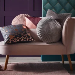 None Round Velvet Cushion - Grey - 45cm -Homebase Furniture Store 12842179 2064832975205786