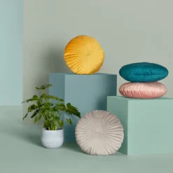 None Round Velvet Cushion - Teal - 45cm -Homebase Furniture Store 12842182 7904943634854757