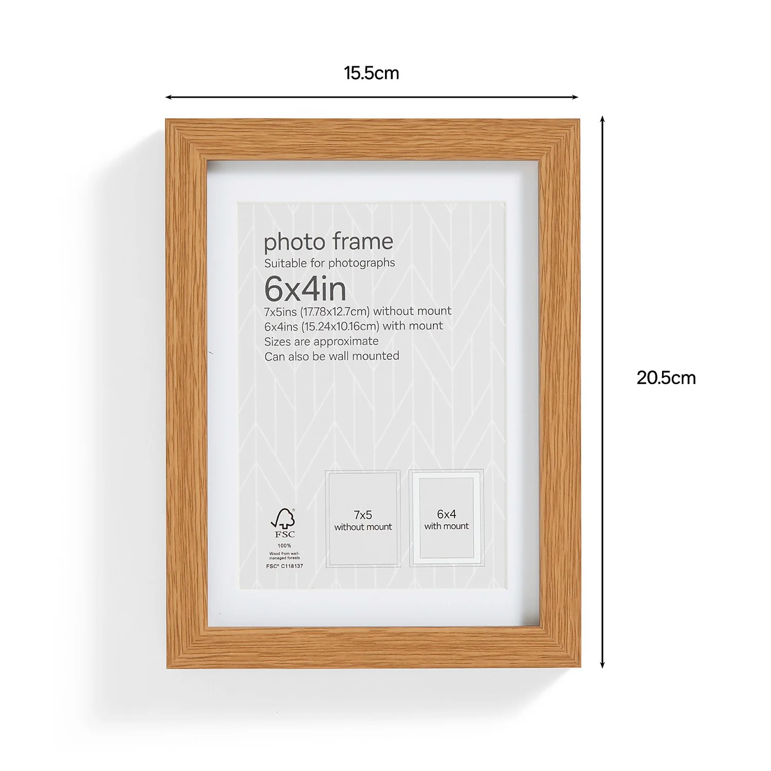 Box Photo Frame - 6x4" - Oak Effect 2 Box Photo Frame - 6x4" - Oak Effect - Image 2