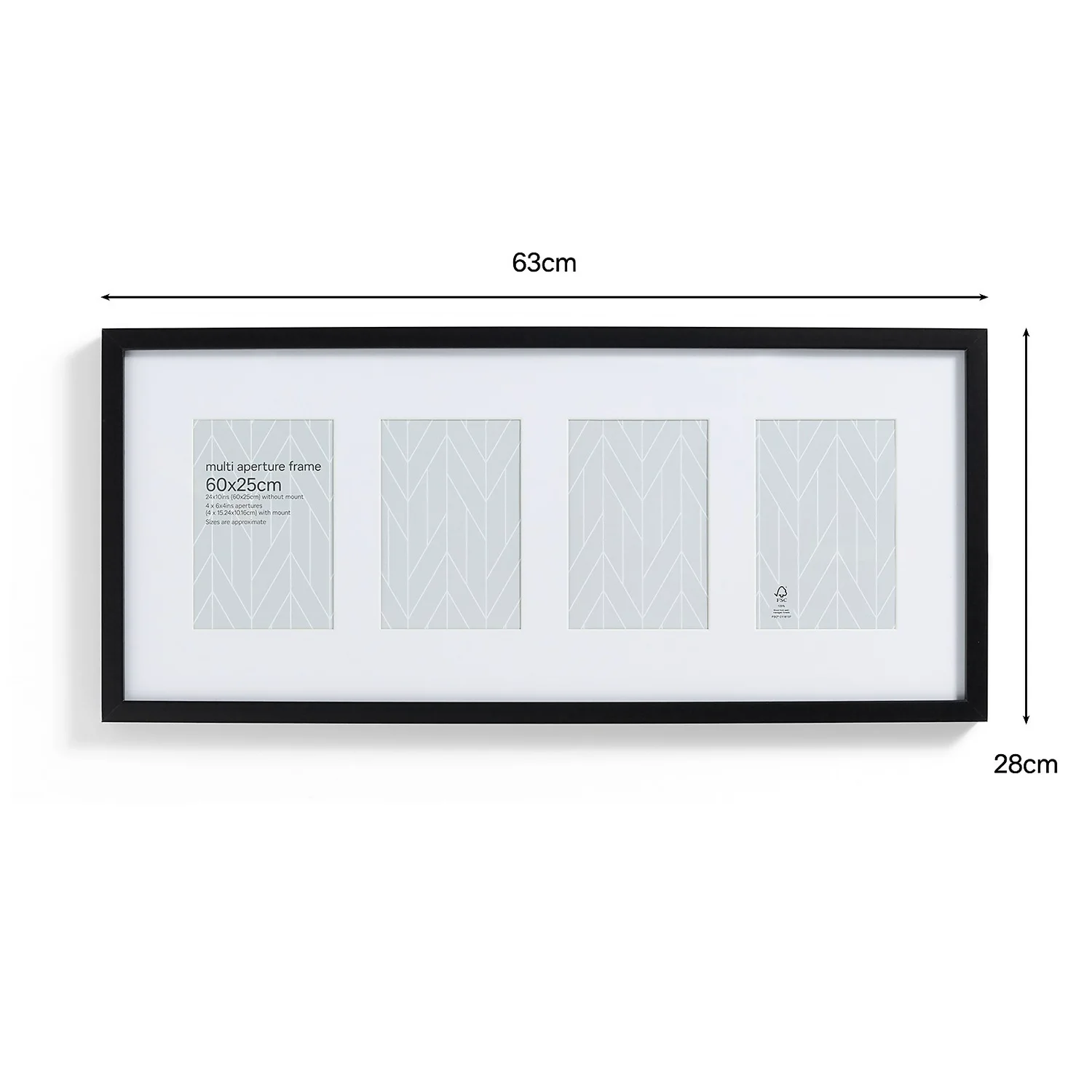 Box Photo Frame Multi Aperture - 60x25cm - Black 4 Box Photo Frame Multi Aperture - 60x25cm - Black - Image 4