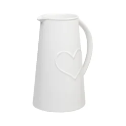 Ceramic Jug With Embossed Heart - White -Homebase Furniture Store 12886083 2054843705790511