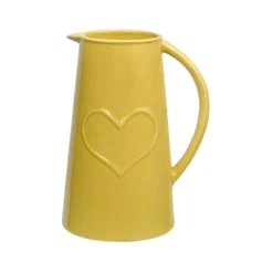 Ceramic Jug With Embossed Heart - Ochre