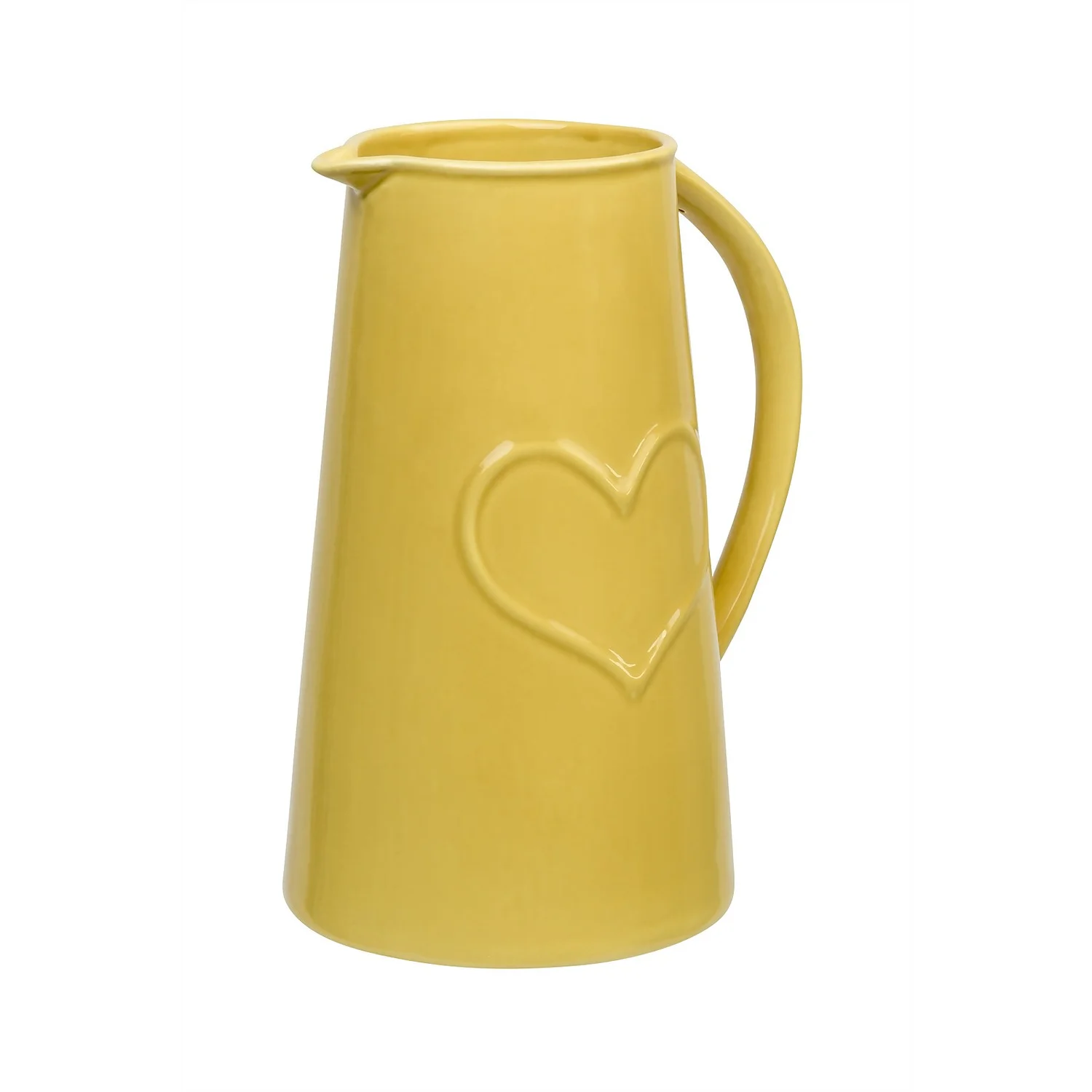 Ceramic Jug With Embossed Heart - Ochre 2 Ceramic Jug With Embossed Heart - Ochre - Image 2