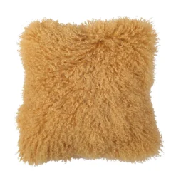 House Beautiful Real Mongolian Wool Cushion - Mustard - 38x38cm