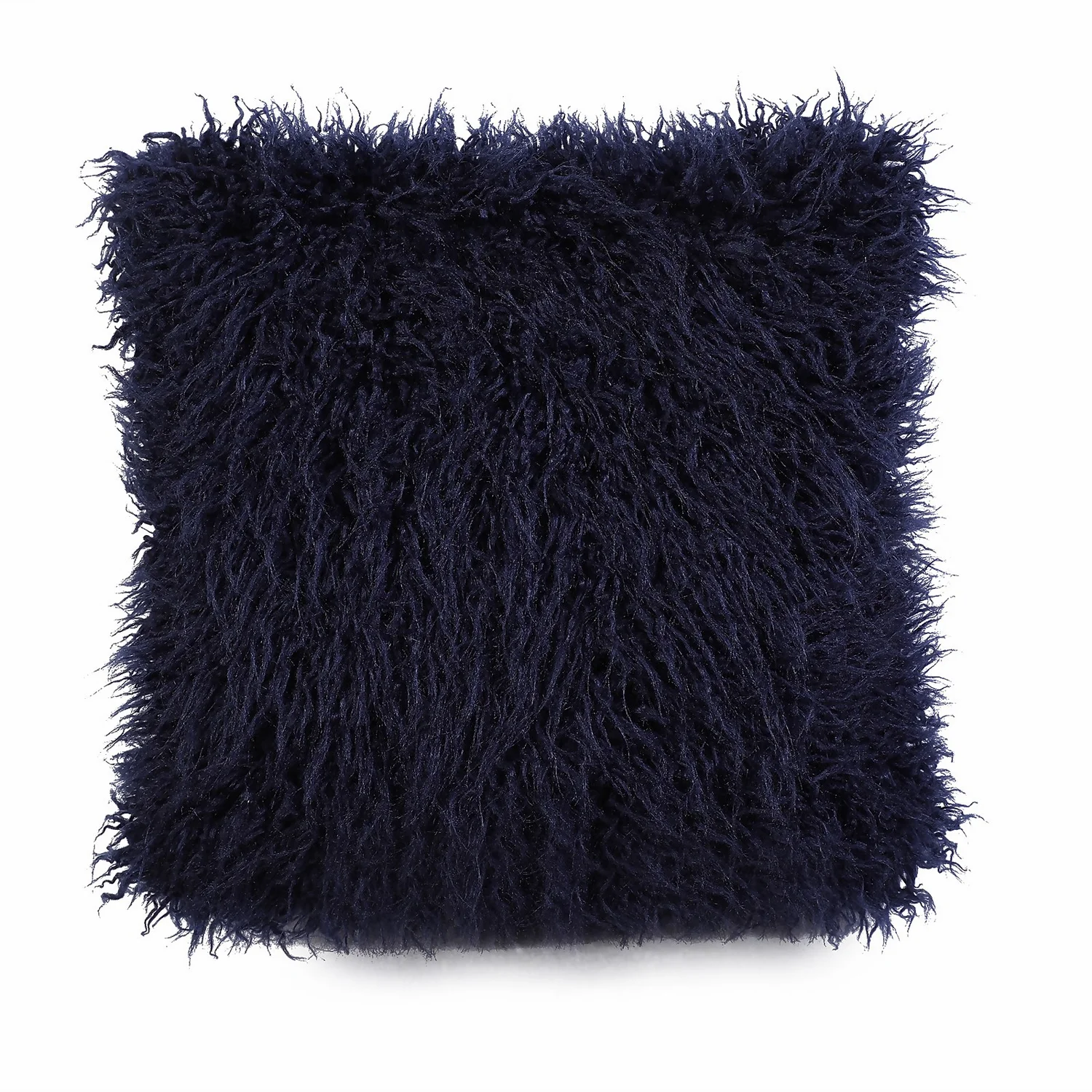 Navy Faux Mongolian Fur Cushion 1 Navy Faux Mongolian Fur Cushion
