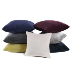 None Large Plain Velvet Cushion - Ochre - 58x58cm -Homebase Furniture Store 12912566 1374845786406251