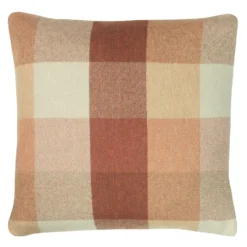 Woven Block Check Cushion - 43x43cm - Orange