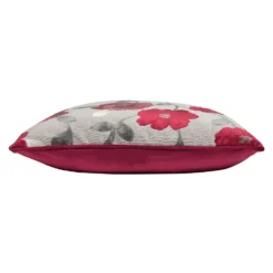 Cut Velvet Poppy Cushion - 45x45cm - Red -Homebase Furniture Store 12969631 3994900336062000