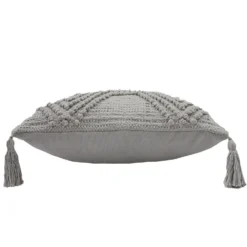 Knot Tassle Cushion - 45x45cm - Grey -Homebase Furniture Store 12969632 3254900336157898