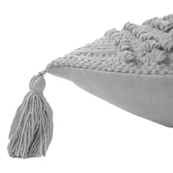Knot Tassle Cushion - 45x45cm - Grey -Homebase Furniture Store 12969632 9484900336201881