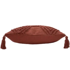 Knot Tassle Cushion - 45x45cm - Teracotta -Homebase Furniture Store 12969640 7964900336173075