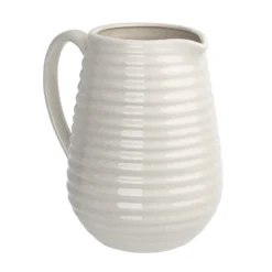 Crackle Effect Ribbed Jug - White -Homebase Furniture Store 13036255 2824894568141925