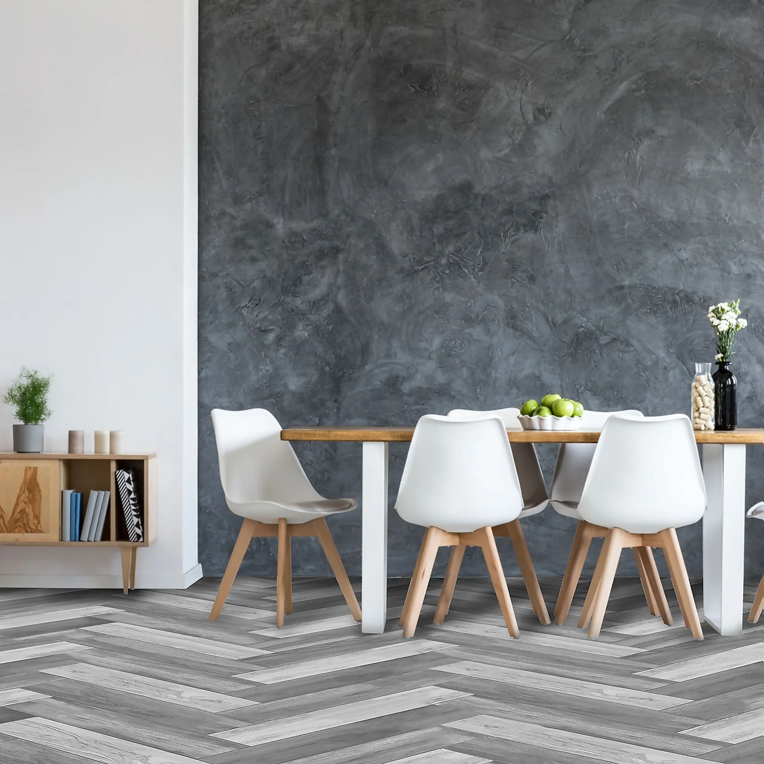 None Venice Grey Herringbone Vinyl Sheet Flooring 3x2m Roll 3 None Venice Grey Herringbone Vinyl Sheet Flooring 3x2m Roll - Image 3