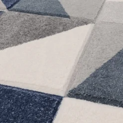 Carved Geo Rug - Denim - 120x170cm -Homebase Furniture Store 13112206 1754874879921511