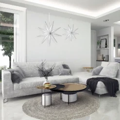 House Beautiful Wall Hanging Paper Star - Set Of 2 - Silver -Homebase Furniture Store 13131163 1654910123010123