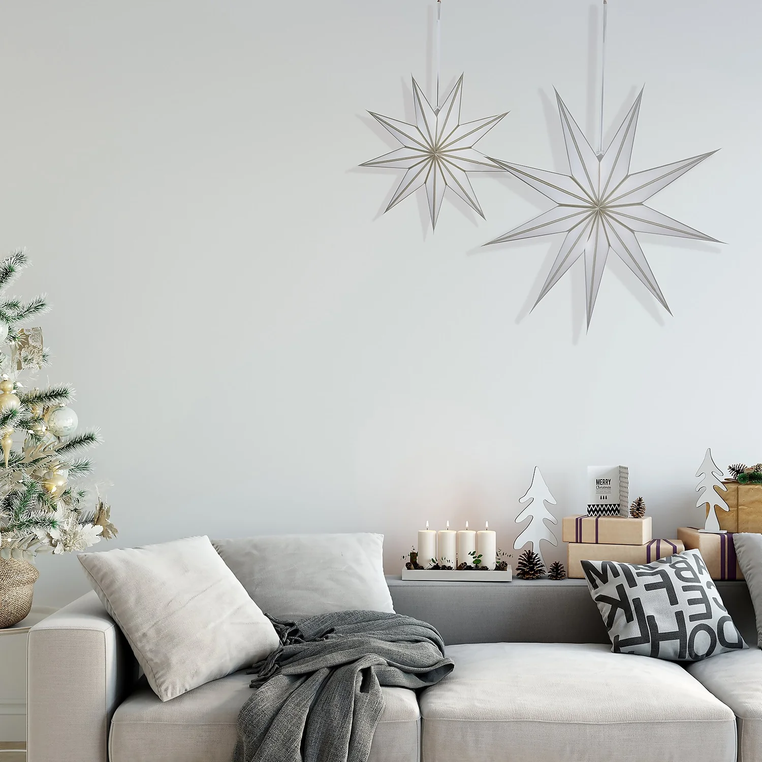 House Beautiful Wall Hanging Paper Star - Set Of 2 - Gold 3 House Beautiful Wall Hanging Paper Star - Set Of 2 - Gold - Image 3