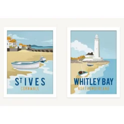 Seaside Framed Prints - Set Of 2 - 40x30cm
