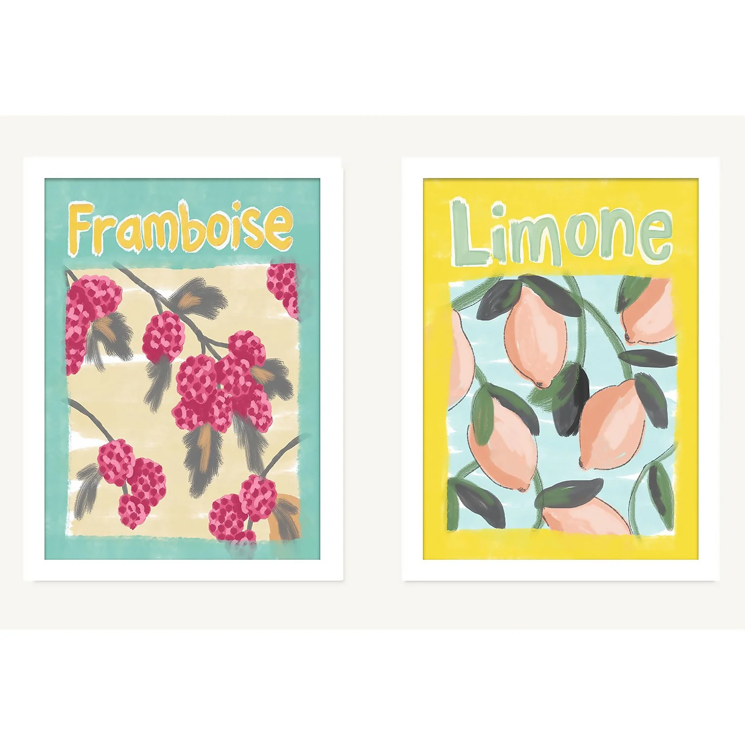 Fruits Framed Prints - Set Of 2 - 40x30cm 1 Fruits Framed Prints - Set Of 2 - 40x30cm