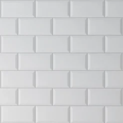 None Metro Matt White Bevelled Ceramic Wall Tile 100 X 200mm -Homebase Furniture Store 13207705 7074909363901409