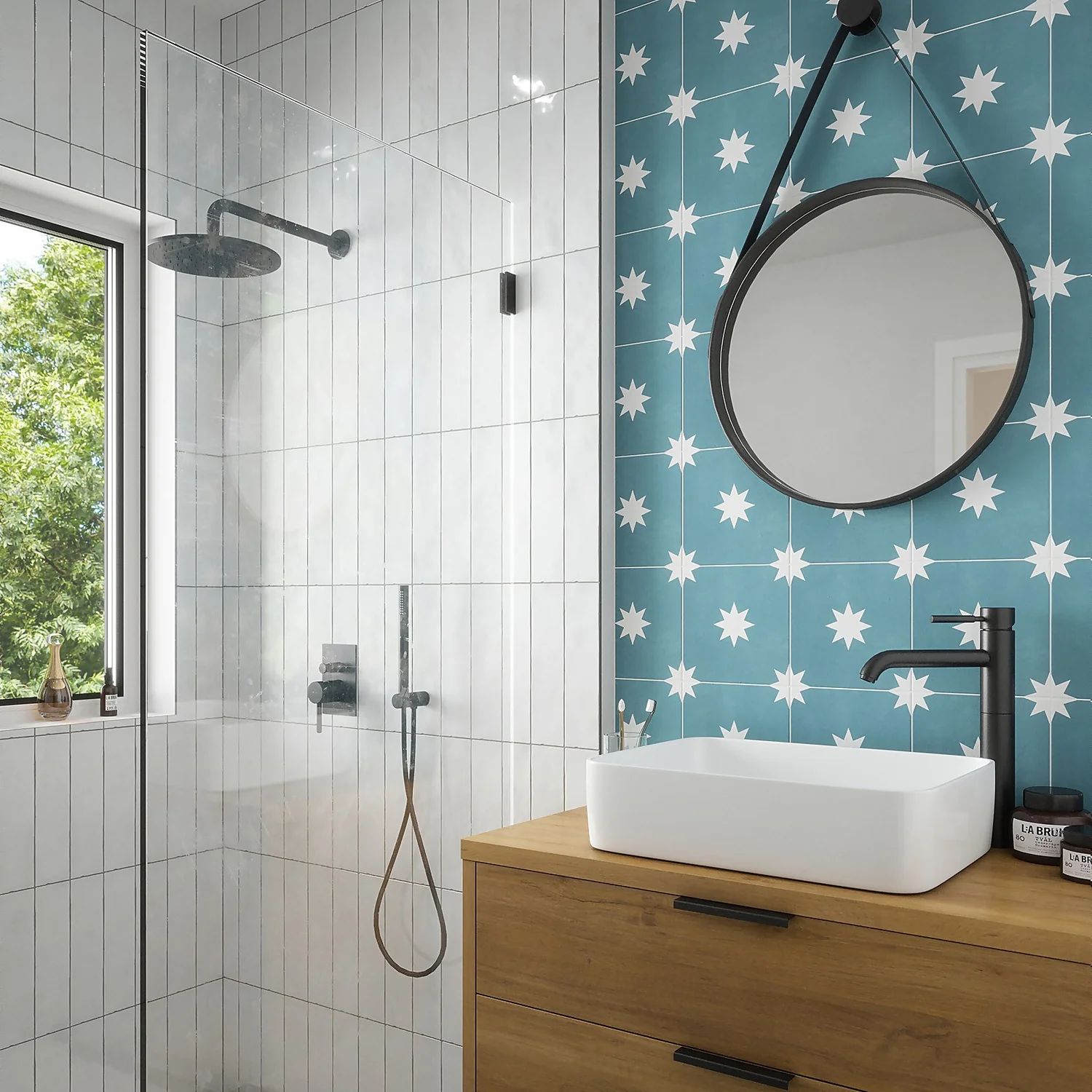 Country Living Starry Skies Peacock Teal Porcelain Wall & Floor Tile - 200 X 200mm - 0.52sqm Pack 6 Country Living Starry Skies Peacock Teal Porcelain Wall & Floor Tile - 200 X 200mm - 0.52sqm Pack - Image 6