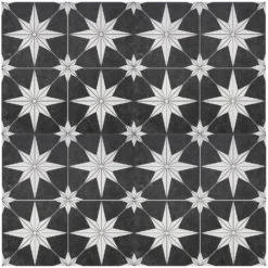 Country Living Starry Skies Black North Star Porcelain Floor & Wall Tile 1.42sqm Pack - 450x450mm -Homebase Furniture Store 13220589 1014915122464244