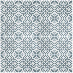 Fiore Teal / White Victorian Pre-scored Porcelain Wall & Floor Tile 450 X 450mm - 1.42sqm Pack -Homebase Furniture Store 13220597 1194916349962280