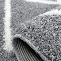 Deluxe Berber Shaggy Rug - Light Grey & White - 120x160cm -Homebase Furniture Store 13528461 2264941738581298