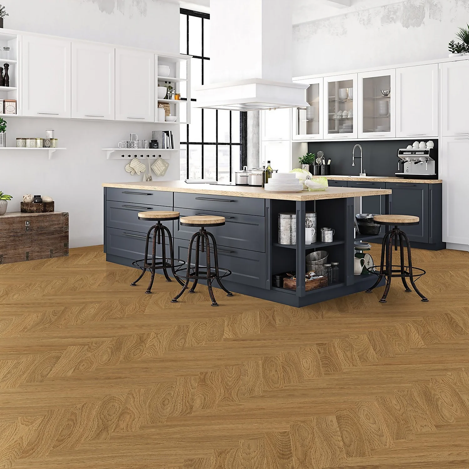Kraus Herringbone Luxury Vinyl Floor Tile Sample - Weaveley Light Oak 1 Kraus Herringbone Luxury Vinyl Floor Tile Sample - Weaveley Light Oak