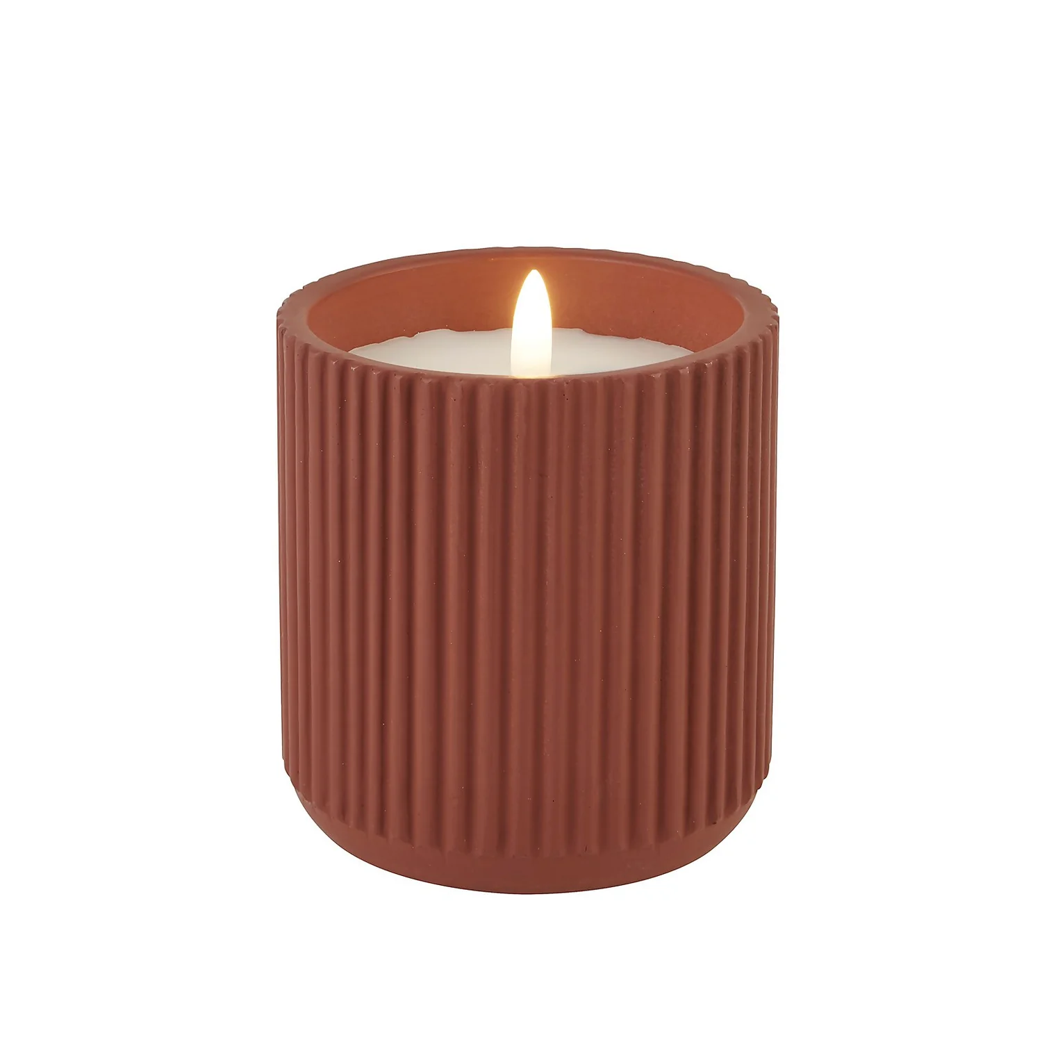 LED Ribbed Candle - Terracotta 1 LED Ribbed Candle - Terracotta