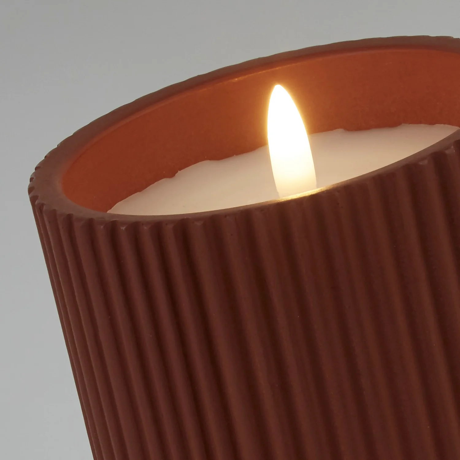 LED Ribbed Candle - Terracotta 4 LED Ribbed Candle - Terracotta - Image 4