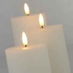 Pack Of 3 LED Pillar Ribbed Candles - White 7 Pack Of 3 LED Pillar Ribbed Candles - White -Homebase Furniture Store 13794266 8555009419425051