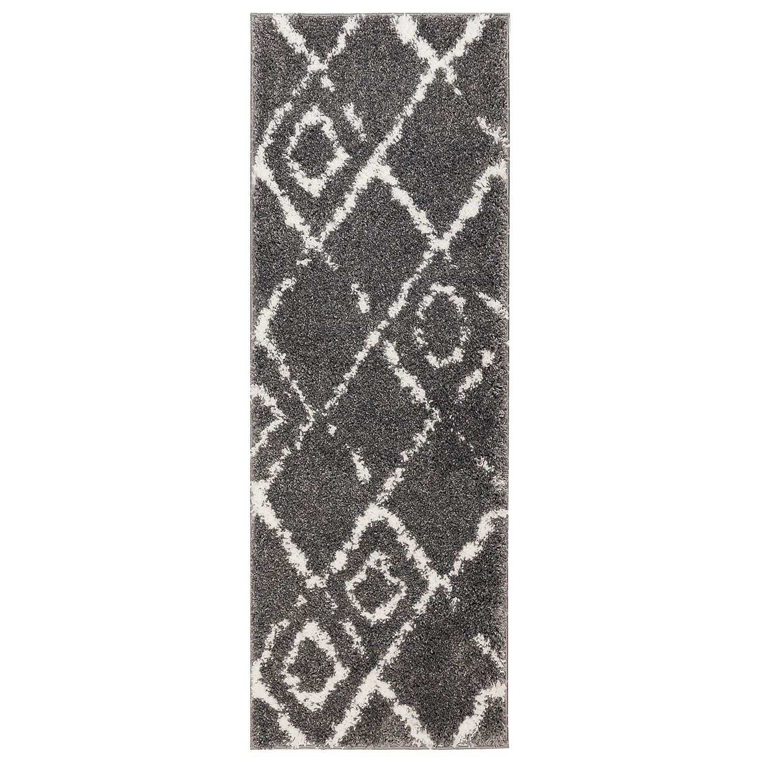 Deluxe Berber Shaggy Runner - Charcoal & White - 180x67cm 1 Deluxe Berber Shaggy Runner - Charcoal & White - 180x67cm