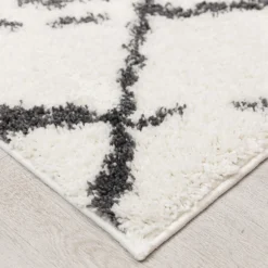 Deluxe Berber Shaggy Runner - White & Black - 180x67cm -Homebase Furniture Store 13888027 1124988131185459