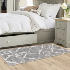 Deluxe Berber Shaggy Runner - Grey & White - 180x67cm -Homebase Furniture Store 13888989 1374988130978099