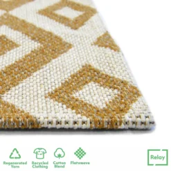 Recycled Cotton Geometric Rug - Ochre - 100x150cm -Homebase Furniture Store 14015868 1405006088826077