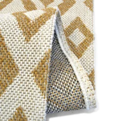 Recycled Cotton Geometric Rug - Ochre - 100x150cm -Homebase Furniture Store 14015868 7375006088897309