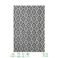 Recycled Cotton Geometric Rug - Grey - 160x230cm
