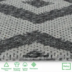 Recycled Cotton Geometric Rug - Grey - 160x230cm -Homebase Furniture Store 14015872 1765006092093170