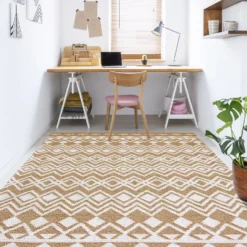 Recycled Cotton Tribal Rug - Ochre - 160x230cm -Homebase Furniture Store 14015879 1855006089411119