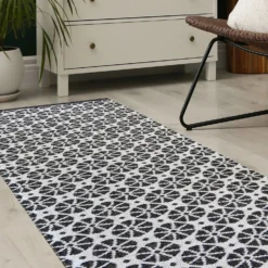 Recycled Cotton Starburst Rug - Monochrome - 60x180cm -Homebase Furniture Store 14015880 5025006088464412