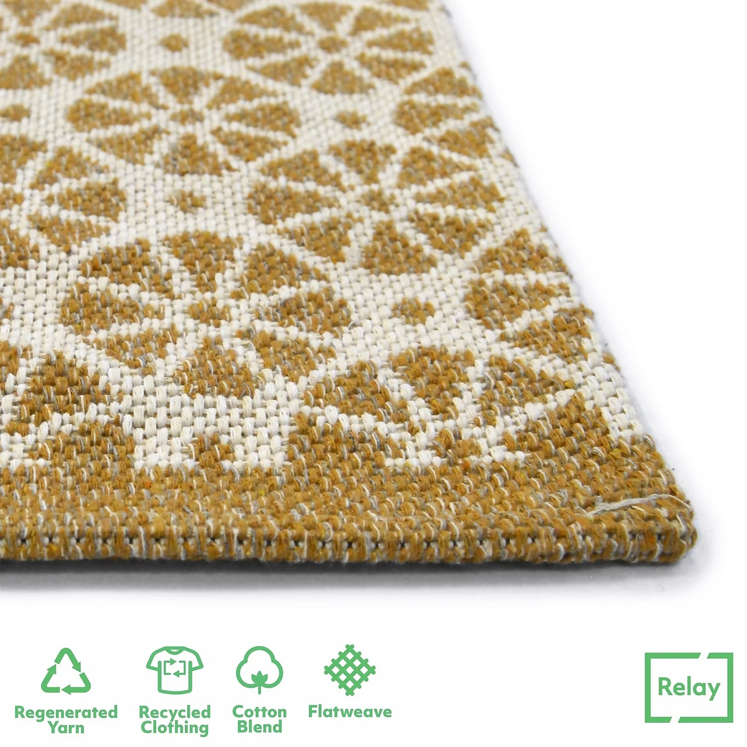 Recycled Cotton Starburst Rug - Ochre - 60x180cm 4 Recycled Cotton Starburst Rug - Ochre - 60x180cm - Image 4