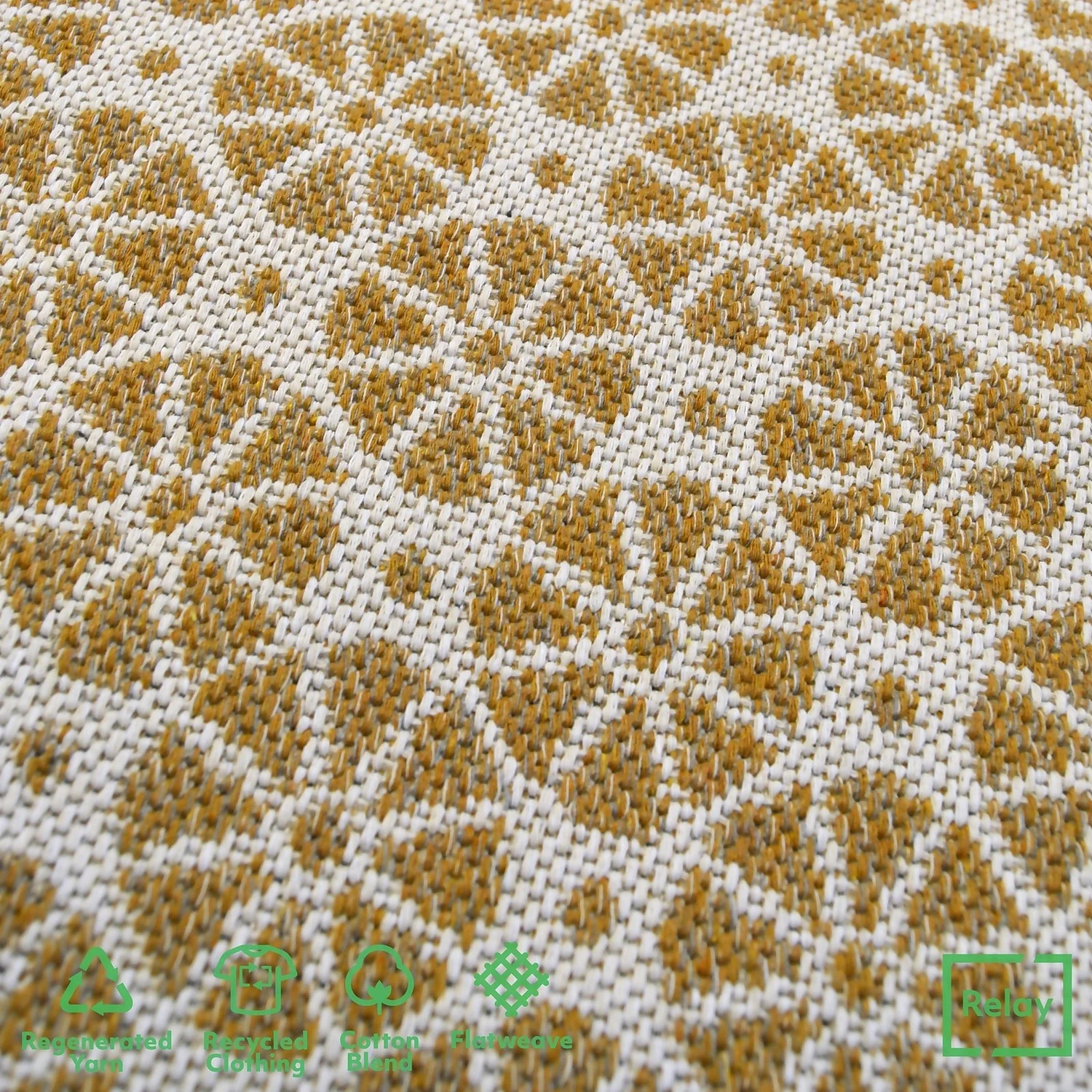 Recycled Cotton Starburst Rug - Ochre - 60x180cm 3 Recycled Cotton Starburst Rug - Ochre - 60x180cm - Image 3