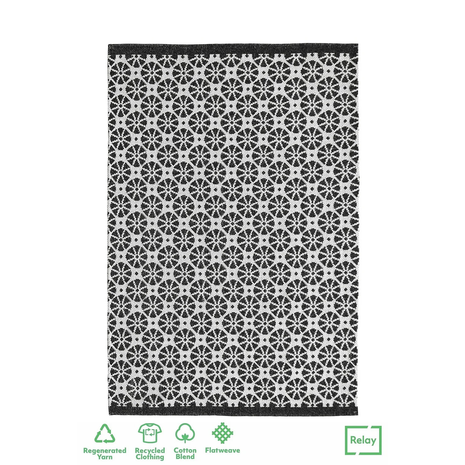Recycled Cotton Starburst Rug - Monochrome - 160x230cm 1 Recycled Cotton Starburst Rug - Monochrome - 160x230cm